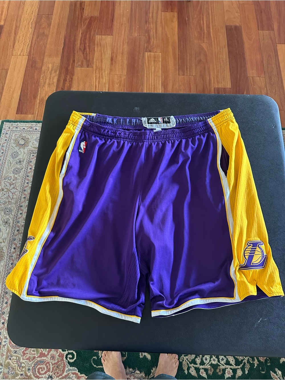 Adidas Los Angeles Lakers Purple Gold NBA Basketball Shorts Mens 5XL + 4” length